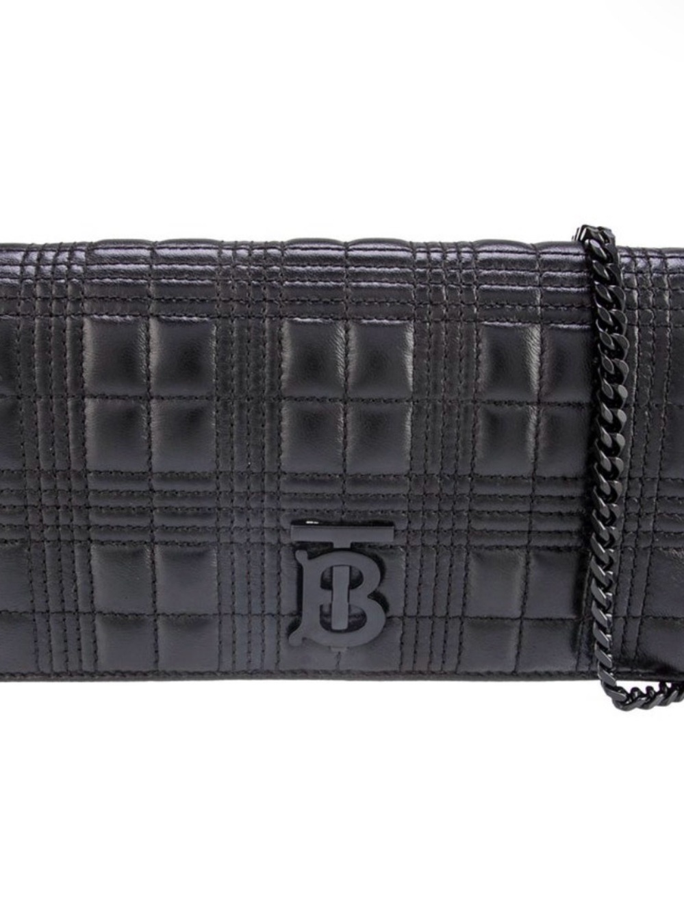 Burberry Quilted Black Leather TB Chain Crossbody